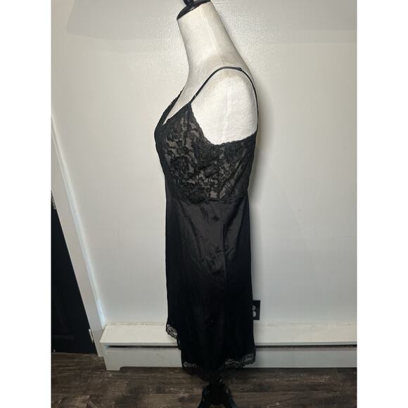 Vintage Slip Nightgown W Matching Overcoat Robe Black Set Size 38 Whimsigoth - Picture 4 of 15